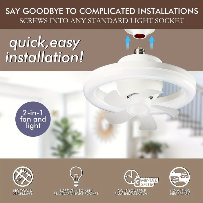 Modern White Ceiling Fan with Remote and LED Light, Round Ceiling Fan for Kitchen Dining Room Bedroom-ErisView