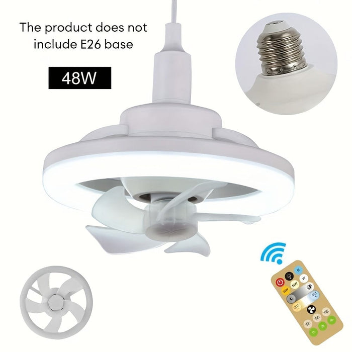 Modern White Ceiling Fan with Remote and LED Light, Round Ceiling Fan for Kitchen Dining Room Bedroom-ErisView