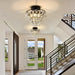 Modern Black Crystal Ceiling Light Semi Flush Mount Light Mini Chandelier Light Fixture for Hallway-ErisView