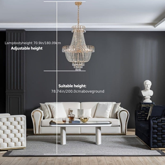 Modern Crystal Chandelier, 4-Light Empire Hanging Ceiling Light Fixture-Dimension-ErisView