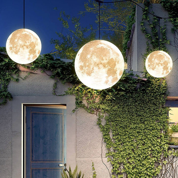 Moon-Inspired Outdoor Chandelier with Realistic Lunar Texture, Waterproof Resin Glass Fiber,  Warm Lighting for Elegant Courtyard Decor-ErisView-11