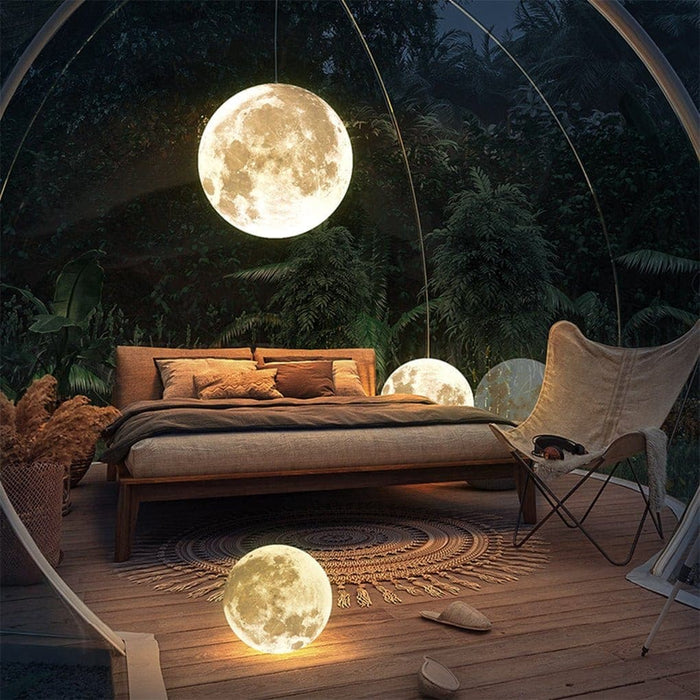 Moon-Inspired Outdoor Chandelier with Realistic Lunar Texture, Waterproof Resin Glass Fiber,  Warm Lighting for Elegant Courtyard Decor-ErisView-9