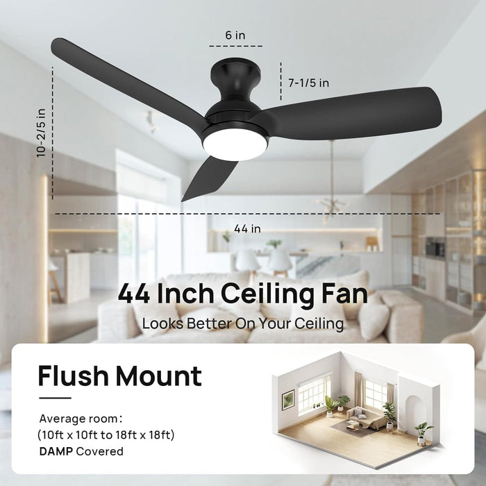 Outdoor Fans with Lights Remote Control, White Low Profile Ceiling Fan, Modern Flush Mount Ceiling Fan for Indoor Outdoor Use-11-ErisView