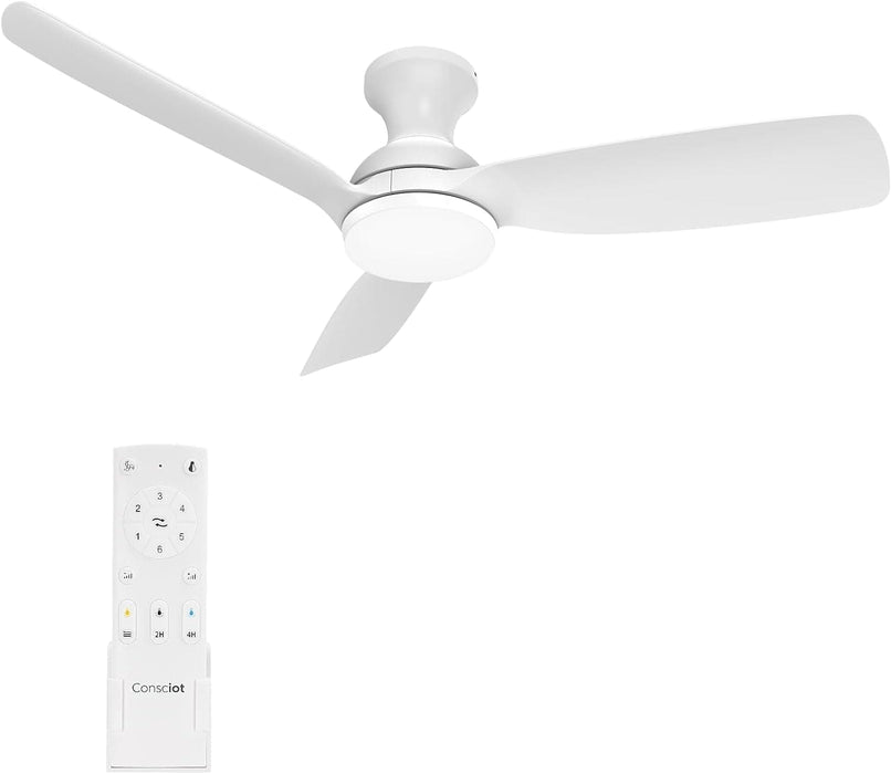 Outdoor Fans with Lights Remote Control, White Low Profile Ceiling Fan, Modern Flush Mount Ceiling Fan for Indoor Outdoor Use-1-ErisView