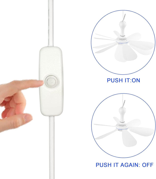 Portable Usb Ceiling Fan with on/off Switch, 6 Blades Small Quiet Ceiling Fan Hanging Fan for Camping Cruise Rv Tent Gazebo Dormitory Home Office-3-ErisView