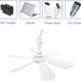 Portable Usb Ceiling Fan with on/off Switch, 6 Blades Small Quiet Ceiling Fan Hanging Fan for Camping Cruise Rv Tent Gazebo Dormitory Home Office-4-ErisView