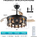 Pretty Ceiling Fans with Lights and Remote, Caged Farmhouse Rustic Industrial Ceiling Fans for Living Room Bedroom-3-ErisView