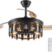 Pretty Ceiling Fans with Lights and Remote, Caged Farmhouse Rustic Industrial Ceiling Fans for Living Room Bedroom-1-ErisView