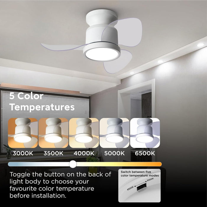 Quiet Ceiling Fans with Up and Down Lights, Small Reversible DC Ceiling Fan with Remote Control, Bedroom Ceiling Fans -3-ErisView