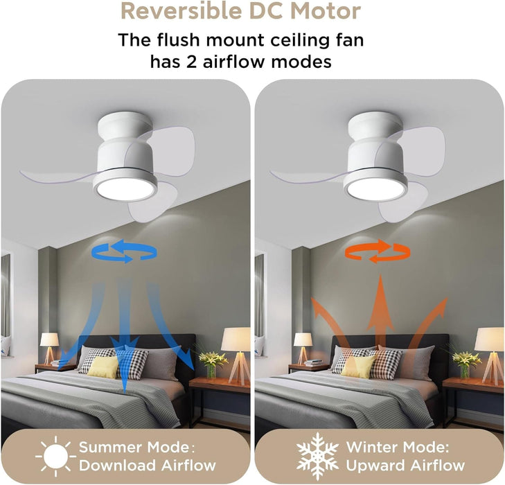 Quiet Ceiling Fans with Up and Down Lights, Small Reversible DC Ceiling Fan with Remote Control, Bedroom Ceiling Fans -5-ErisView