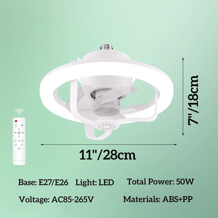 RGB Light Socket Fan with Remote, 360¡ã Rotation Light Socket Fan for Bedroom Living Room Dining Room-5-ErisView
