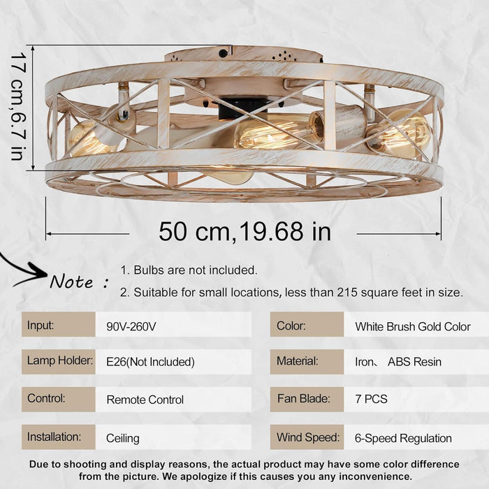 Remote Control Ceiling Fan and Light, White Flower Low Profile Ceiling Fan for Bedroom Living Room Kitchen-4-ErisView