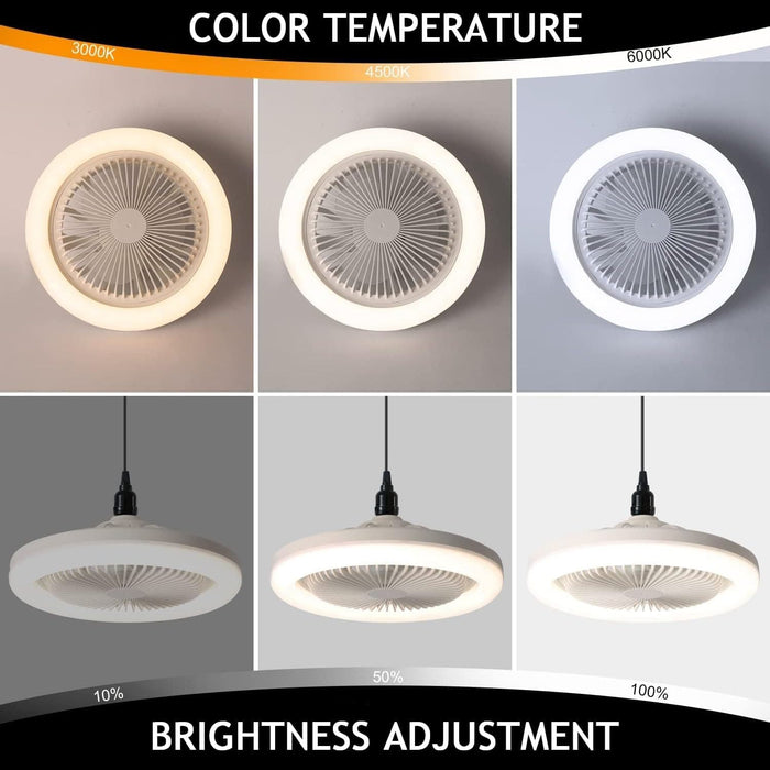 Remote Control Ceiling Fan with Light, Enclosed Ceiling Fan, White Low Profile Ceiling Light with Fan for Bedroom Living Room Ceiling -4-ErisView