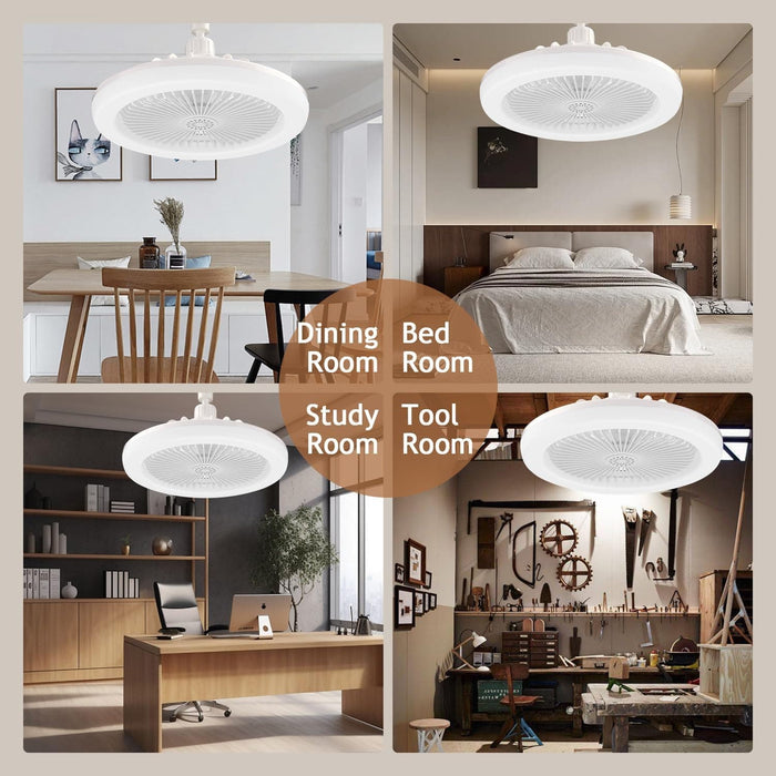 Remote Control Ceiling Fan with Light, Enclosed Ceiling Fan, White Low Profile Ceiling Light with Fan for Bedroom Living Room Ceiling -7-ErisView