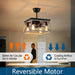 Remote Control Ceiling Fan with Light, Farmhouse Industrial Caged Ceiling Fan with Light for Kitchen Bedroom Living Room-3-ErisView