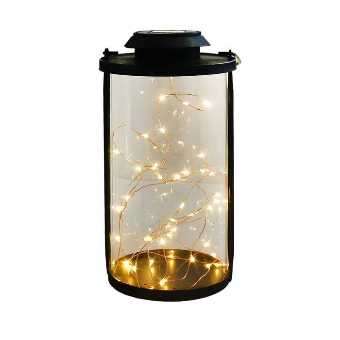 Retro Portable Solar Lanterns with 50 LED Lights, Durable Black Aluminum and Clear Glass for Outdoor Decor, Hang or Place Anywhere-ErisView-5