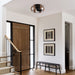 Round Flush Mount Ceiling Fan with Iron Cage, Farmhouse Ceiling Fan with Light Remote Control Reversible Blades-ErisView