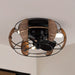 Round Flush Mount Ceiling Fan with Iron Cage, Farmhouse Ceiling Fan with Light Remote Control Reversible Blades-ErisView