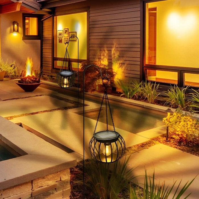 Rustic Hanging Solar Lanterns for Outdoor Decor, Iron & ABS Material, Auto-Charging, Perfect for Patio, Porch, Halloween, and Christmas-ErisView-4