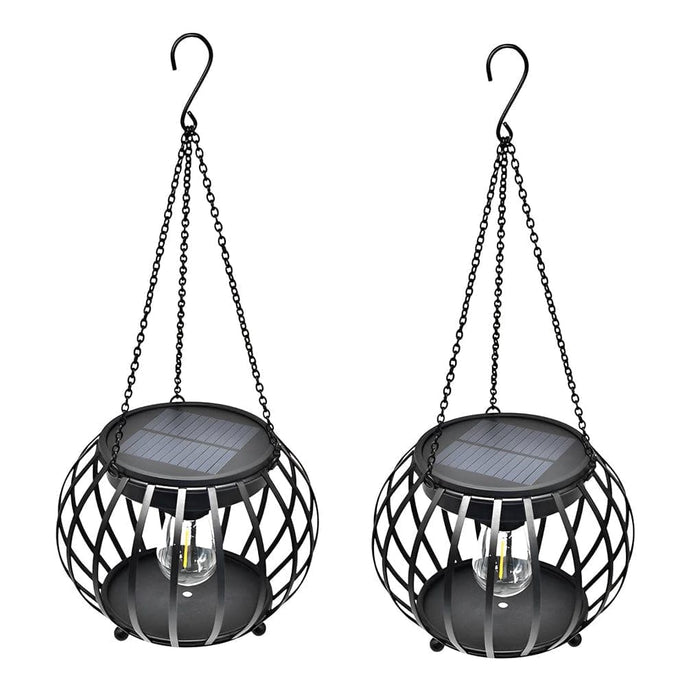 Rustic Hanging Solar Lanterns for Outdoor Decor, Iron & ABS Material, Auto-Charging, Perfect for Patio, Porch, Halloween, and Christmas-ErisView-5