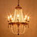 Rustic Gold Empire Crystal Chandelier, Wagon Wheel Crystal Chandelier with 8 Candle Shaped Lights-with Light on-ErisView