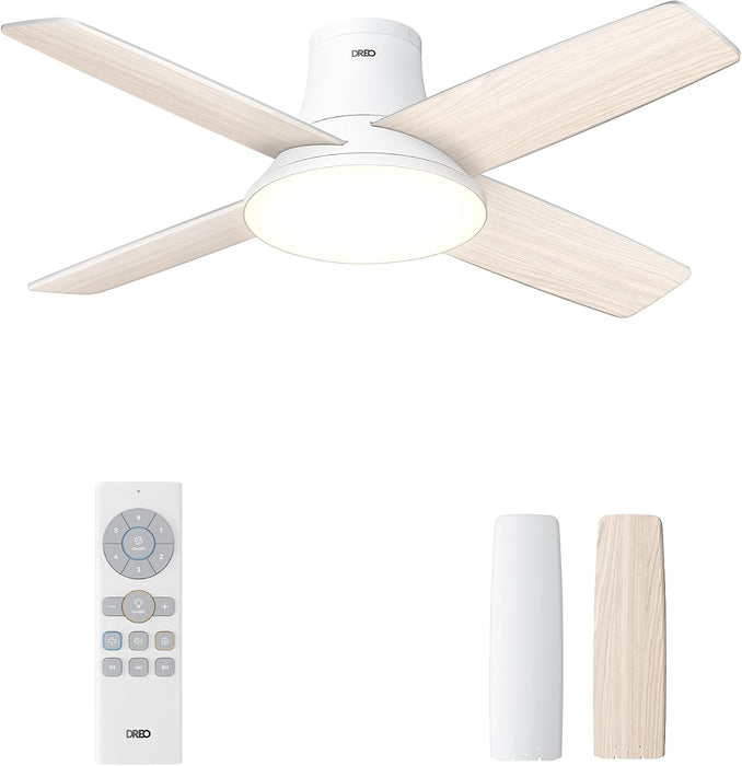 Indoor Silver Smart Ceiling Fan with Lights and Remote, Quiet Ceiling Fans with Lights, Dimmable LED Ceiling Fan with APP Alexa Control