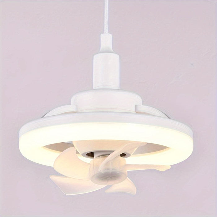 Semi-Flush Mount Ceiling Fan with Light and Remote Control, Small Bladeless Dimmable Ceiling Fan for Garage Laundry Kitchen Tool Room Bedroom-ErisView
