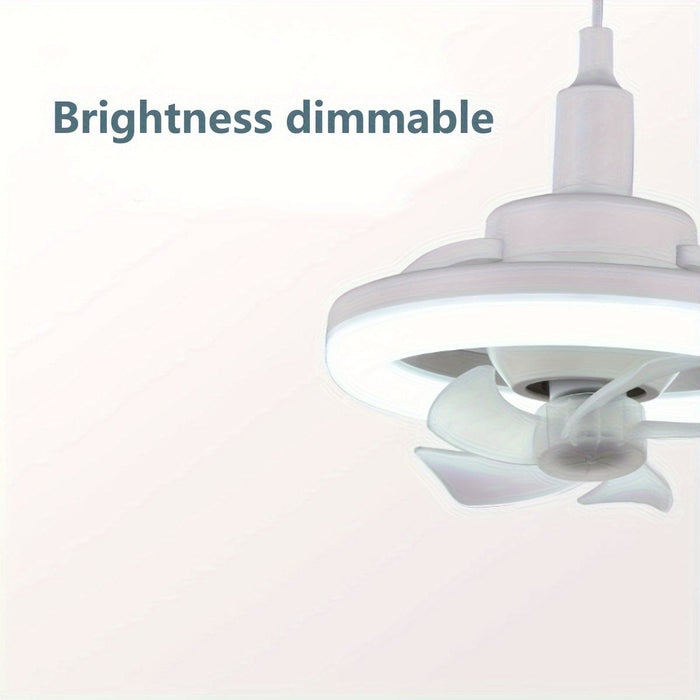 Semi-Flush Mount Ceiling Fan with Light and Remote Control, Small Bladeless Dimmable Ceiling Fan for Garage Laundry Kitchen Tool Room Bedroom-ErisView