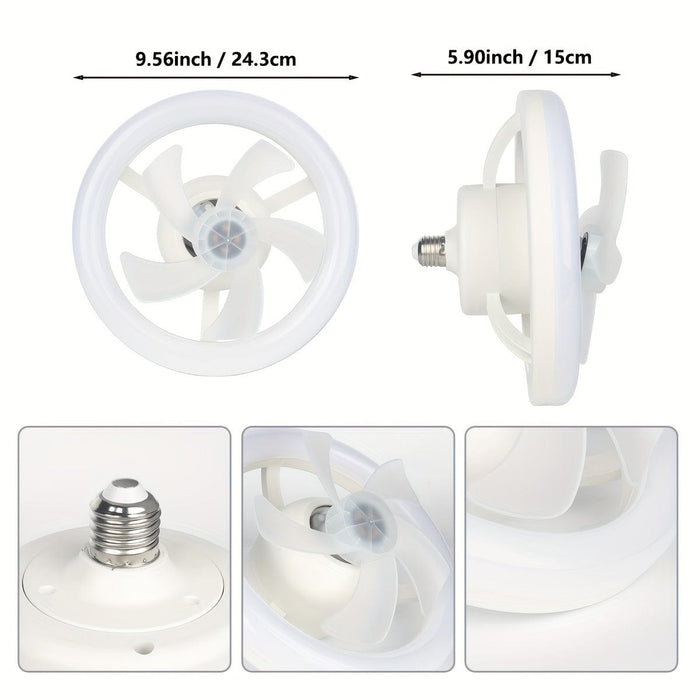 Semi-Flush Mount Ceiling Fan with Light and Remote Control, Small Bladeless Dimmable Ceiling Fan for Garage Laundry Kitchen Tool Room Bedroom-ErisView