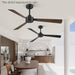 Set of 2 52 in. Ceiling Fan NO Light, Black Indoor Outdoor Ceiling Fan with Remote, 3 Blades Modern Ceiling Fan for Patio Living Room Bedroom-7-ErisView