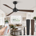 Set of 2 52 in. Ceiling Fan NO Light, Black Indoor Outdoor Ceiling Fan with Remote, 3 Blades Modern Ceiling Fan for Patio Living Room Bedroom-8-ErisView