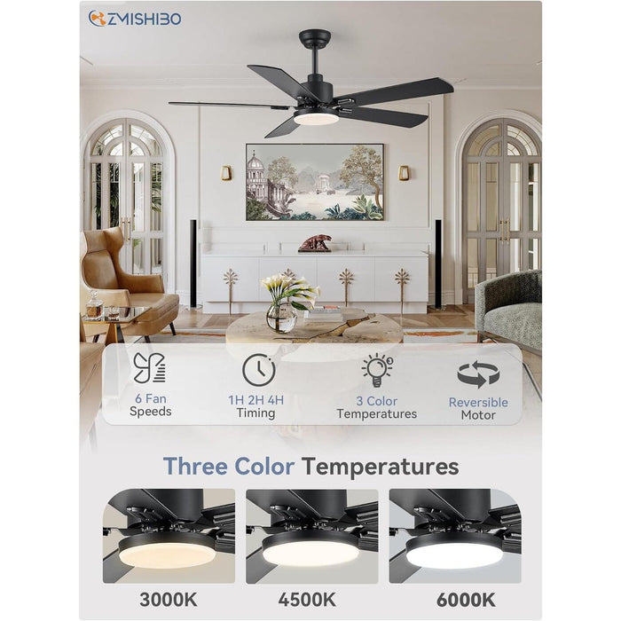 Set of 2 52 in. Ceiling Fans with Light and Remote Control, Farmhouse Walnut Quiet Ceiling Fans for Bedroom Kitchen Living Room-2-ErisView
