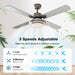Set of 2 52 in. Indoor Remote Control Fan, Brushed Nickel Ceiling Fan with Light for Bedroom Living Room Office Basement Kitchen Dining Room-2-ErisView