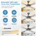 Set of 2 52 in. Indoor Remote Control Fan, Brushed Nickel Ceiling Fan with Light for Bedroom Living Room Office Basement Kitchen Dining Room-4-ErisView