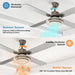 Set of 2 52 in. Indoor Remote Control Fan, Brushed Nickel Ceiling Fan with Light for Bedroom Living Room Office Basement Kitchen Dining Room-7-ErisView