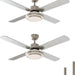 Set of 2 52 in. Indoor Remote Control Fan, Brushed Nickel Ceiling Fan with Light for Bedroom Living Room Office Basement Kitchen Dining Room-1-ErisView