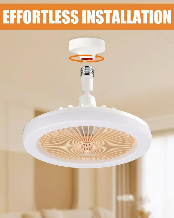 Set of 2 Light Socket Fan with Light and Remote, Dimmable LED Light for Bedroom Kitchen Living Room Dining Room-2-ErisView