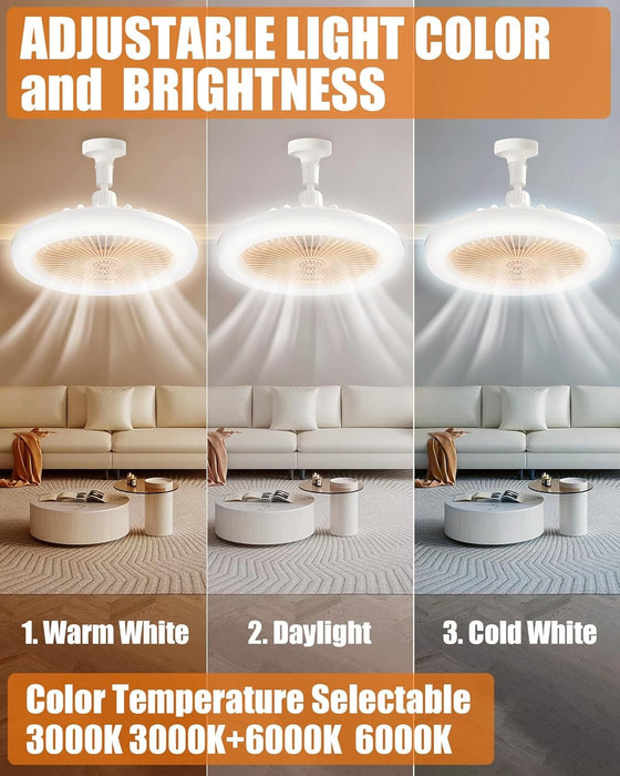 Set of 2 Light Socket Fan with Light and Remote, Dimmable LED Light for Bedroom Kitchen Living Room Dining Room-4-ErisView