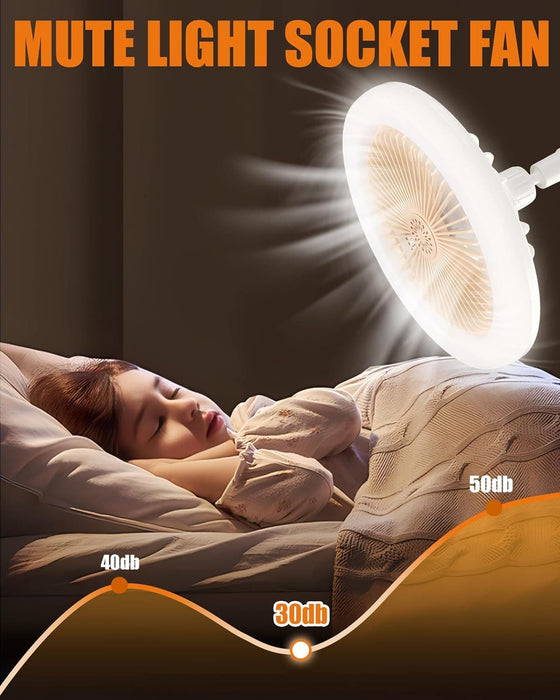Set of 2 Light Socket Fan with Light and Remote, Dimmable LED Light for Bedroom Kitchen Living Room Dining Room-5-ErisView