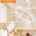 Set of 2 Light Socket Fan with Light and Remote, Dimmable LED Light for Bedroom Kitchen Living Room Dining Room-6-ErisView