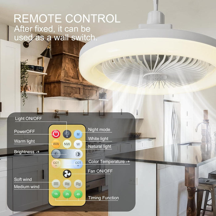 Set of 2 Small Ceiling Fan with Light, Dimmable Smart Ceiling Fan with Remote for Indoor Bedroom Kitchen Living Room Balcony-3-ErisView