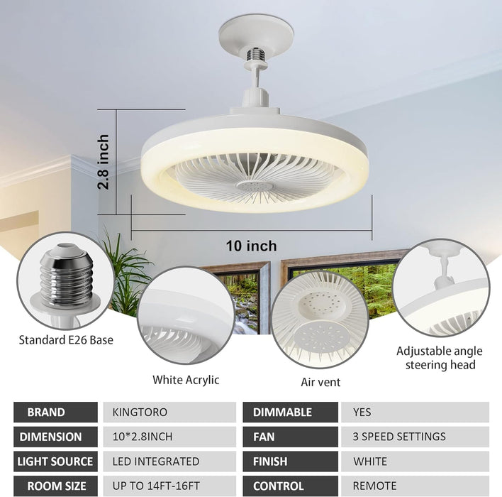 Set of 2 Small Ceiling Fan with Light, Dimmable Smart Ceiling Fan with Remote for Indoor Bedroom Kitchen Living Room Balcony-5-ErisView