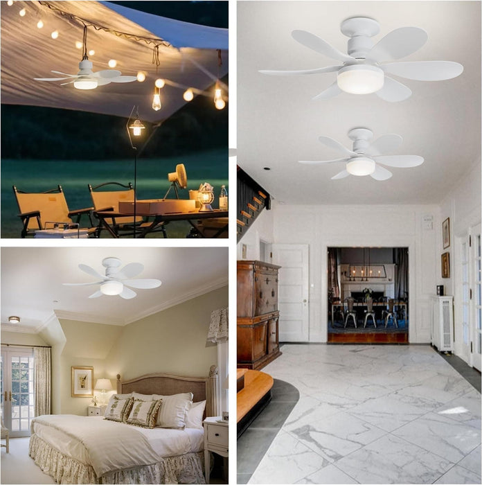 Set of 3 White Ceiling Fan with Light with Remote, Small Ceiling Fans for Low Ceiling-2-ErisView