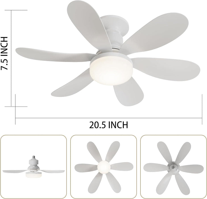Set of 3 White Ceiling Fan with Light with Remote, Small Ceiling Fans for Low Ceiling-3-ErisView