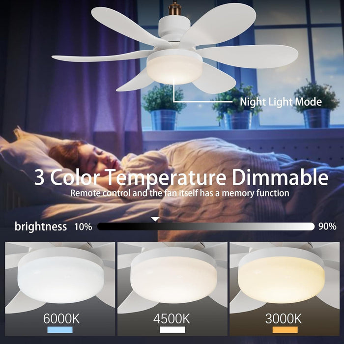 Set of 3 White Ceiling Fan with Light with Remote, Small Ceiling Fans for Low Ceiling-5-ErisView