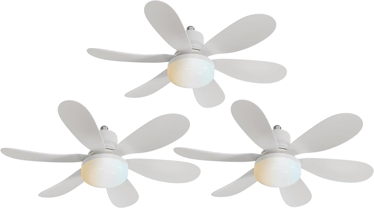 Set of 3 White Ceiling Fan with Light with Remote, Small Ceiling Fans for Low Ceiling-1-ErisView