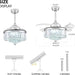 Silver Crystal Ceiling Fan with Lights and Remote, Modern Retractable Ceiling Fan Chandelier for Bedroom Living Room Dining Room-2-ErisView