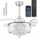 Silver Crystal Ceiling Fan with Lights and Remote, Modern Retractable Ceiling Fan Chandelier for Bedroom Living Room Dining Room-1-ErisView