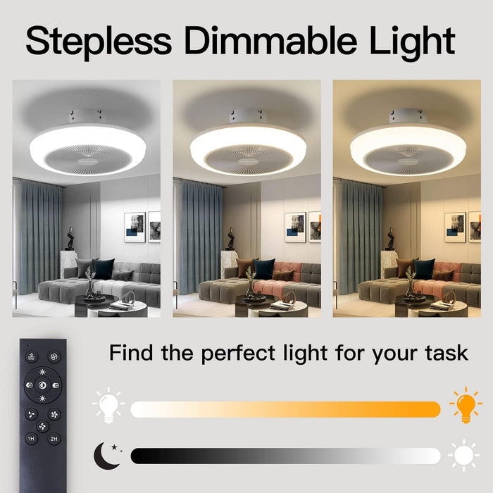 Small Black Ceiling Fan with Light, Flush Mount Ceiling Fan without Blades for Kitchen Bedroom-2-ErisView