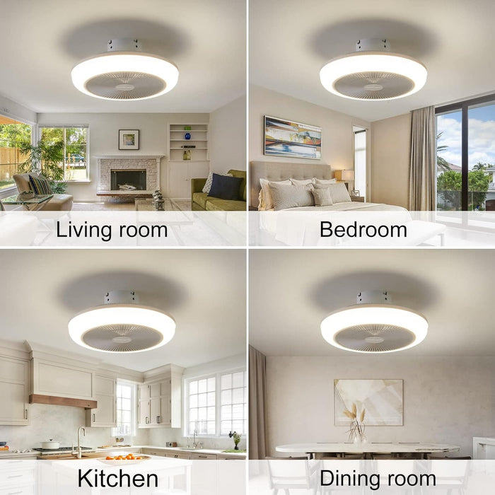 Small Black Ceiling Fan with Light, Flush Mount Ceiling Fan without Blades for Kitchen Bedroom-6-ErisView